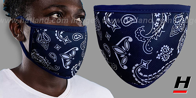 BANDANA Navy-White Washable Fashion Mask by Hatland.com