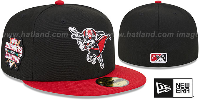 Barons 'MILB MARVEL DEFENDERS SIDE-PATCH' Black-Red Fitted Hat by New Era