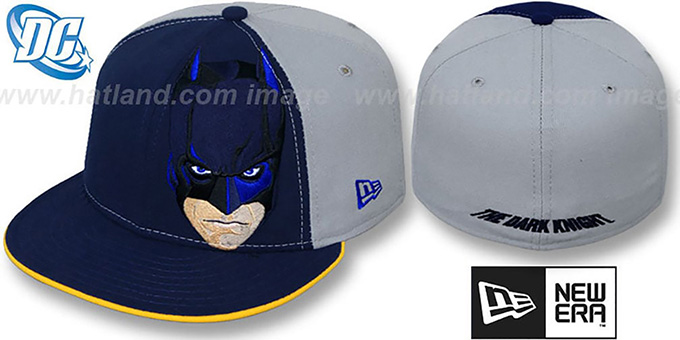 Batman 'DARK KNIGHT FACE' Navy-Grey Fitted Hat by New Era