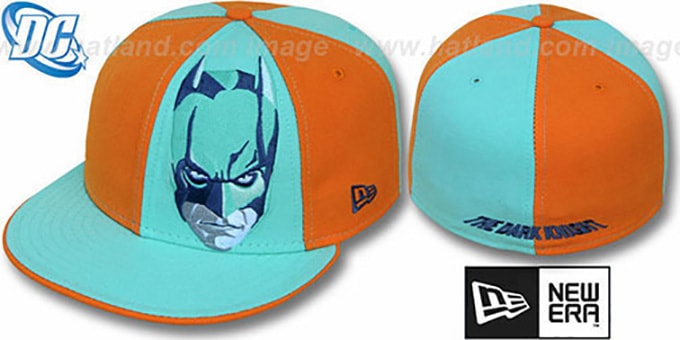 Batman 'DARK KNIGHT FACE' Orange-Green Fitted Hat by New Era