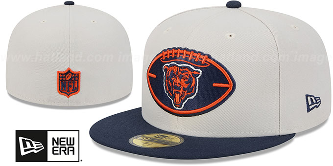 Bears '2024 HISTORIC SIDELINE' Stone-Navy Fitted Hat by New Era