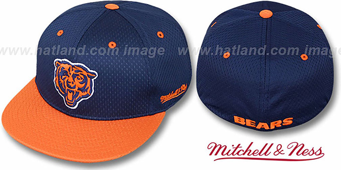 Bears '2T BP-MESH' Navy-Orange Fitted Hat by Mitchell and Ness