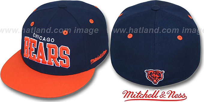 Bears '2T CLASSIC-ARCH' Navy-Orange Fitted Hat by Mitchell and Ness