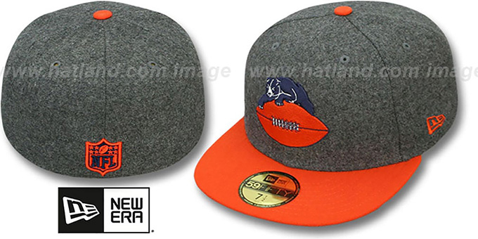 Bears '2T NFL THROWBACK MELTON-BASIC' Grey-Orange Fitted Hat by New Era