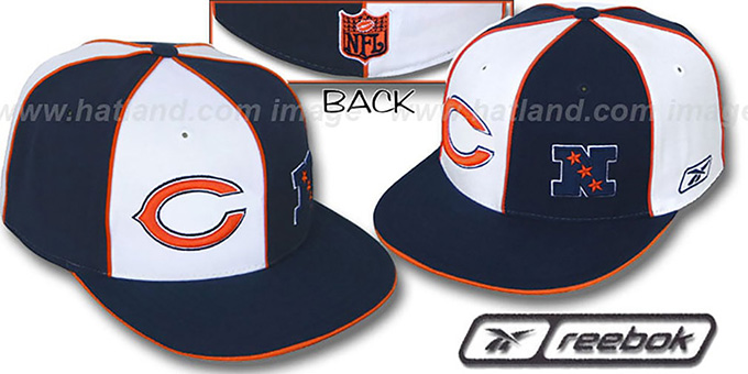 Bears 'NFC DOUBLE LOGO' White-Navy Fitted Hat by Reebok