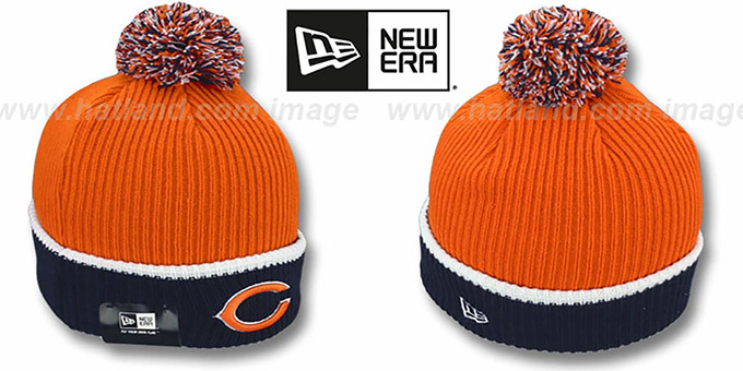 Bears 'NFL FIRESIDE' Orange-Navy Knit Beanie Hat by New Era