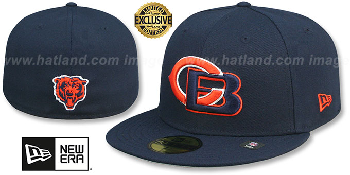 Bears 'NFL LIGATURE' Navy Fitted Hat by New Era