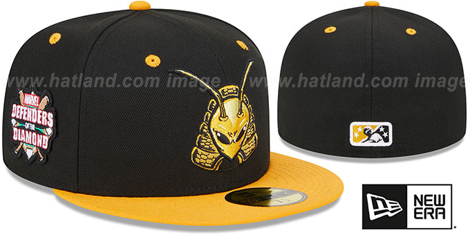 Bees 'MILB MARVEL DEFENDERS SIDE-PATCH' Black-Gold Fitted Hat by New Era