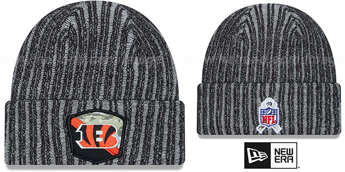 Bengals '2023 SALUTE-TO-SERVICE' Black -Grey Knit Beanie Hat by New Era