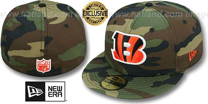 Bengals 'NFL TEAM-BASIC' Army Camo Fitted Hat by New Era