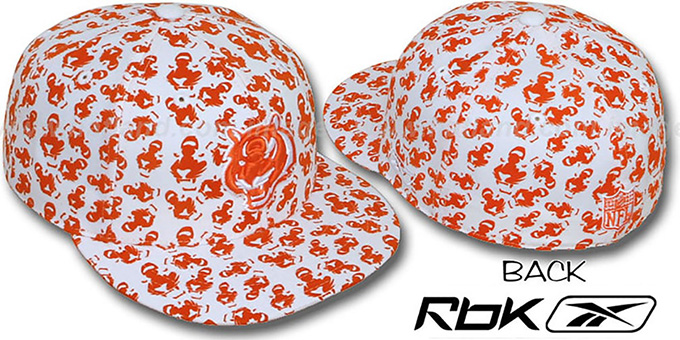 Bengals 'TEAM-FLOCKING ALL-OVER' White Fitted Hat by Reebok