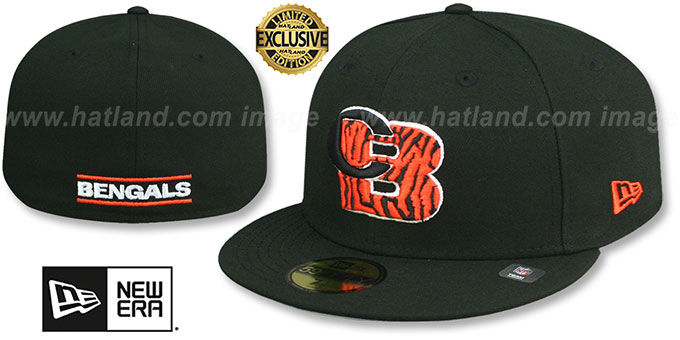 Bengals 'THROWBACK NFL LIGATURE' Black Fitted Hat by New Era