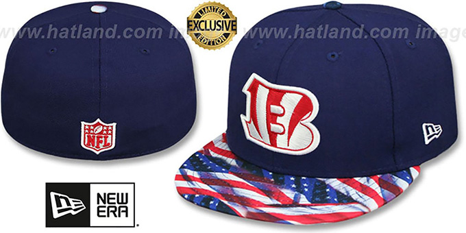 Bengals 'USA WAVING-FLAG' Navy Fitted Hat by New Era