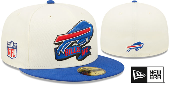 Bills '2022 NFL SIDELINE' Cream-Royal Fitted Hat by New Era