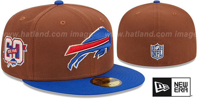 Bills 'HARVEST SIDE-PATCH' Brown-Royal Fitted Hat by New Era