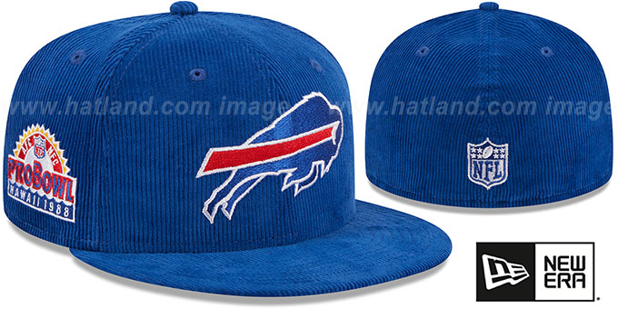 Bills 'OLD SCHOOL CORDUROY SIDE-PATCH' Royal Fitted Hat by New Era