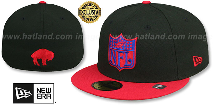 Bills 'THROWBACK NFL SHIELD-BASIC' Black-Red Fitted Hat by New Era