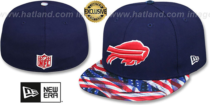 Bills 'USA WAVING-FLAG' Navy Fitted Hat by New Era