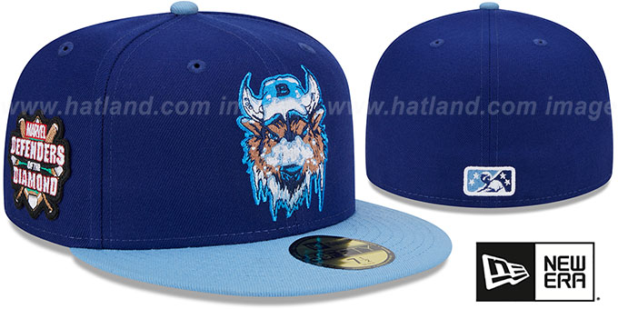 Bisons 'MILB MARVEL DEFENDERS SIDE-PATCH' Royal-Sky Fitted Hat by New Era