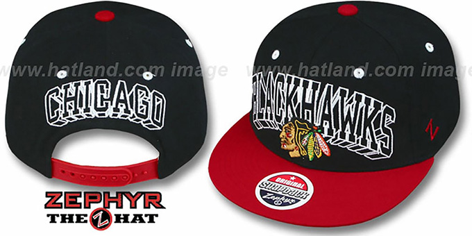 Blackhawks '2T BLOCKBUSTER SNAPBACK' Black-Red Hat by Zephyr