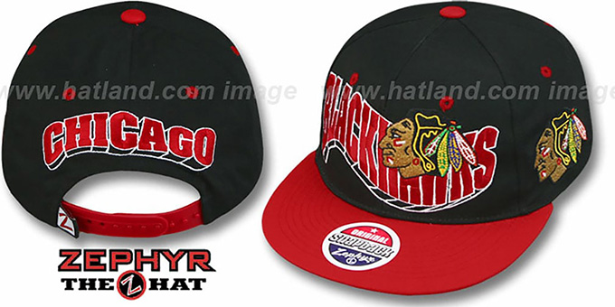 Blackhawks '2T FLASHBACK SNAPBACK' Black-Red Hat by Zephyr