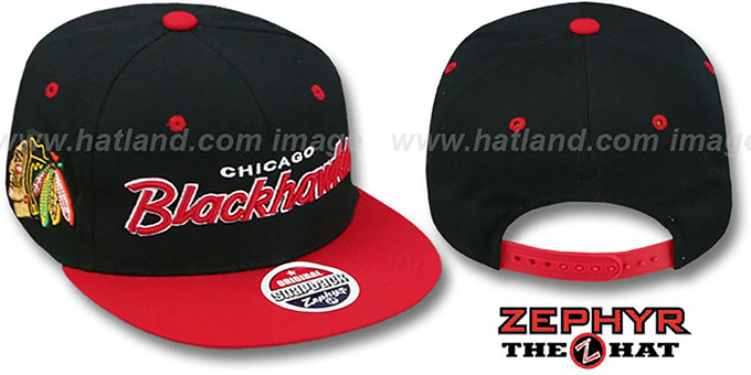 Blackhawks '2T HEADLINER SNAPBACK' Black-Red Hat by Zephyr