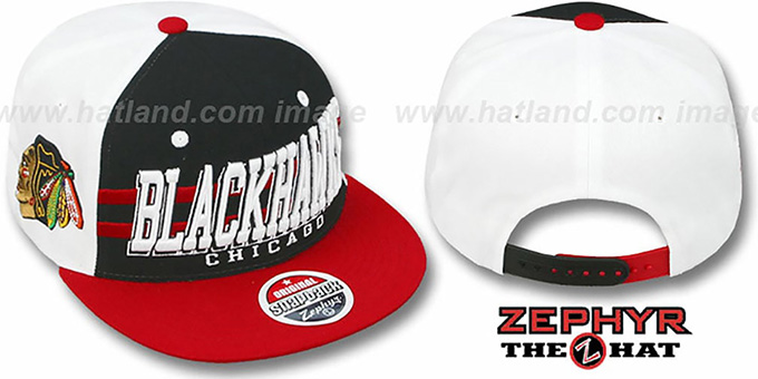 Blackhawks '2T SUPERSONIC SNAPBACK' Black-Red Hat by Zephyr