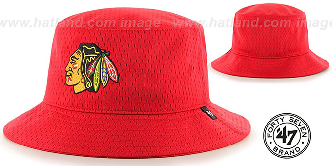 Blackhawks 'BACKBOARD JERSEY BUCKET' Red Hat by Twins 47 Brand