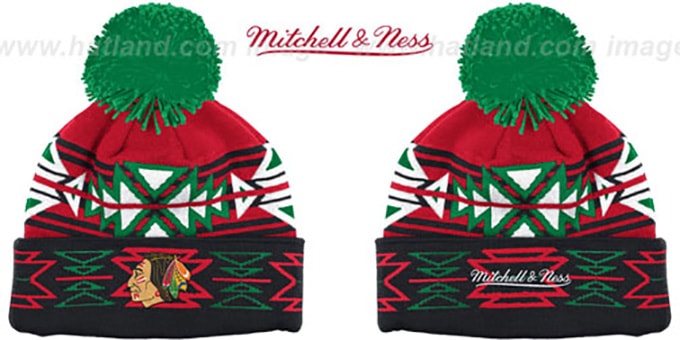 Blackhawks 'GEOTECH' Knit Beanie by Mitchell and Ness