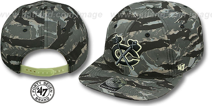 Blackhawks 'NIGHT-VISION SNAPBACK' Adjustable Hat by Twins 47 Brand