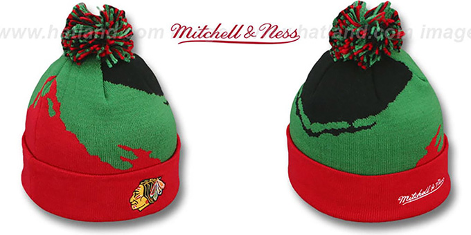 Blackhawks 'PAINTBRUSH BEANIE' by Mitchell and Ness