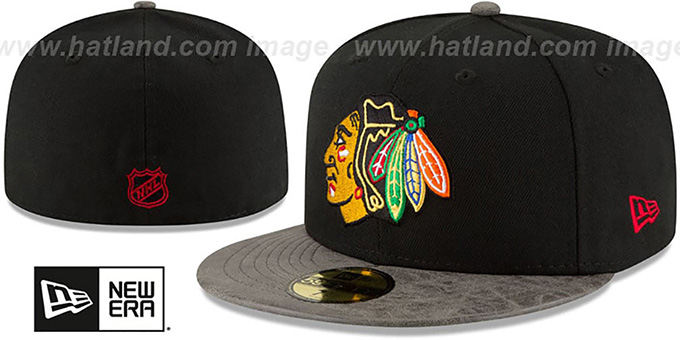 Blackhawks 'RUSTIC-VIZE' Black-Grey Fitted Hat by New Era