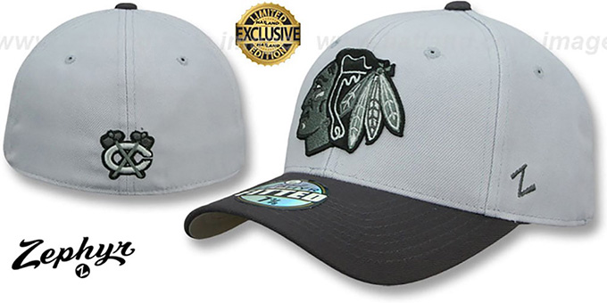 Blackhawks 'SHOOTOUT' Grey-Charcoal Fitted Hat by Zephyr