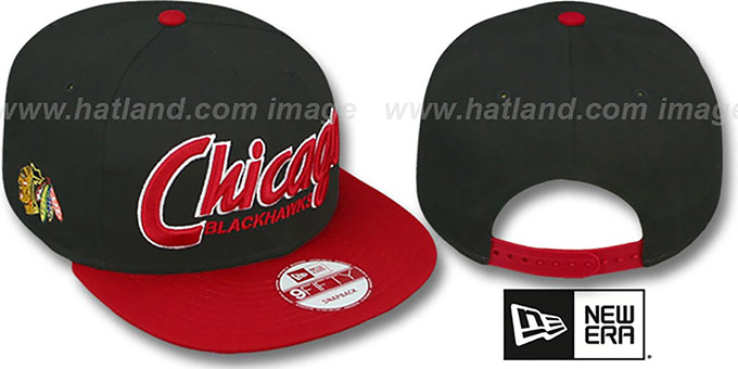 Blackhawks 'SNAP-IT-BACK SNAPBACK' Black-Red Hat by New Era