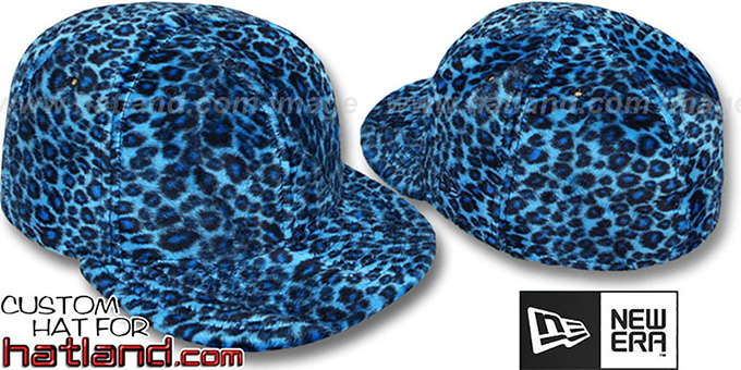 Blank 'CHEETAH PIMPIN-FUR' Blue Fitted Hat by New Era