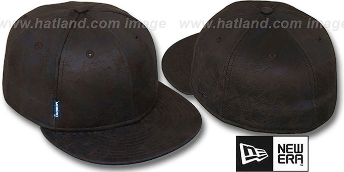 Blank 'DISTRESSED LEATHER' Brown Fitted Hat by New Era