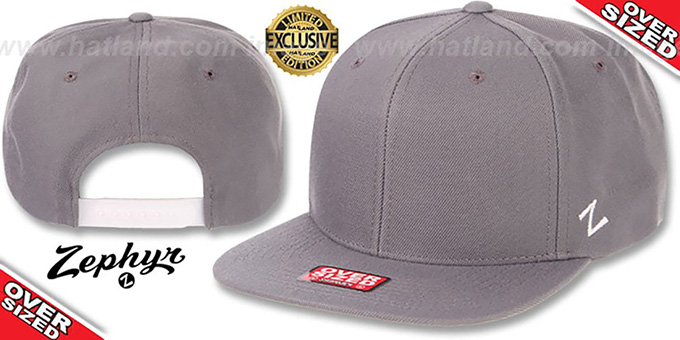 Blank 'OVER-SIZED SNAPBACK' Grey Hat by Zephyr