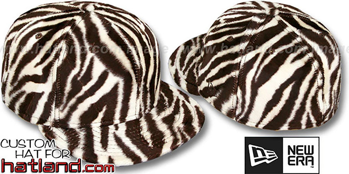 Blank 'ZEBRA PIMPIN-FUR' Bone-Brown Fitted Hat by New Era