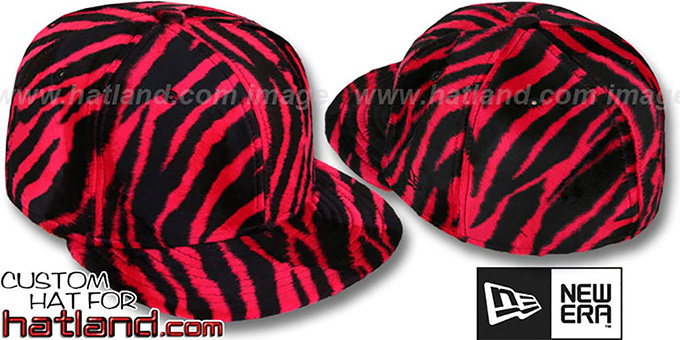 Blank 'ZEBRA PIMPIN-FUR' Red-Black Fitted Hat by New Era