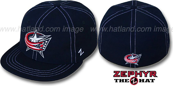 Blue Jackets 'CONTRAST THREAT' Navy Fitted Hat by Zephyr