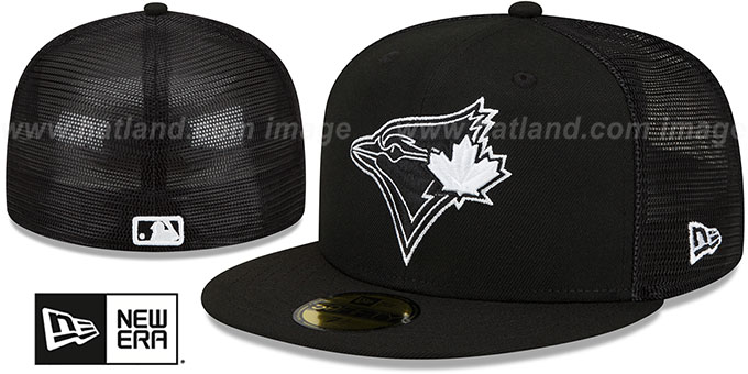 Blue Jays 2022-23 'BATTING PRACTICE TRUCKER' Black-White Fitted Hat by New Era