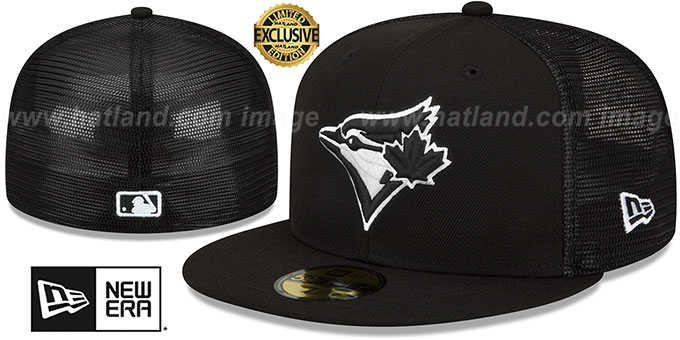 Blue Jays 'BATTING PRACTICE TRUCKER' Black-White Fitted Hat by New Era