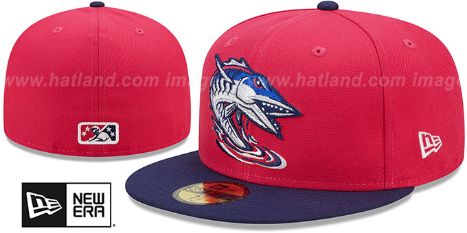 Blue Wahoos 'MILB MARVEL DEFENDERS' Pink-Navy Fitted Hat by New Era