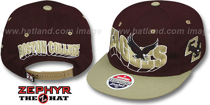 Boston College '2T FLASHBACK SNAPBACK' Burgundy-Gold Hat by Zephyr