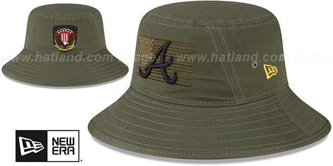 Braves 2023 ARMED FORCES 'STARS N STRIPES BUCKET' Hat by New Era