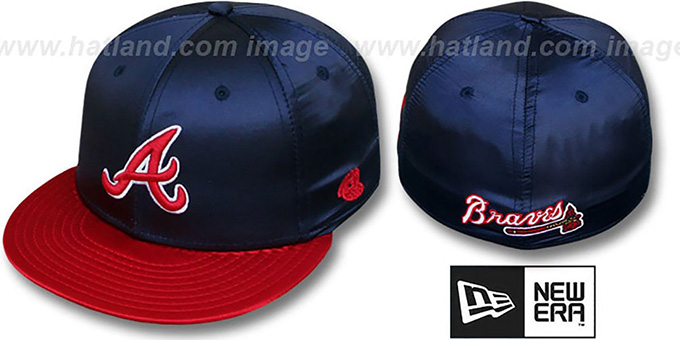 Braves '2T SATIN CLASSIC' Navy-Red Fitted Hat by New Era