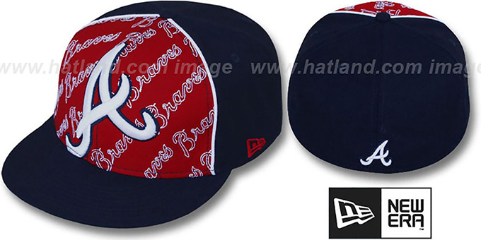 Braves 'ANGLEBAR' Navy-Red Fitted Hat by New Era