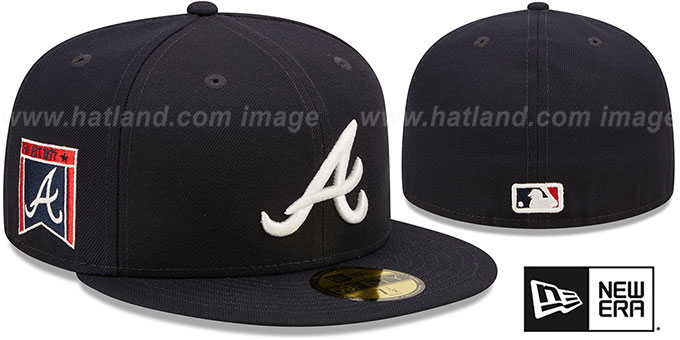 Braves 'BANNER SIDE-PATCH' Navy Fitted Hat by New Era