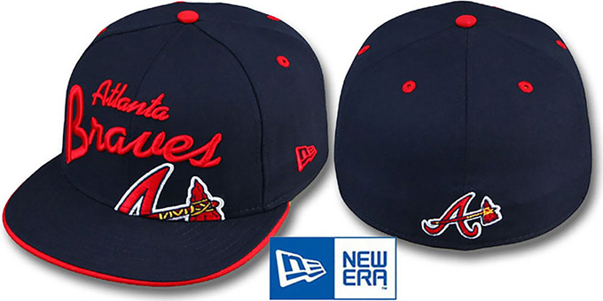 Braves 'BIG-SCRIPT' Navy Fitted Hat by New Era