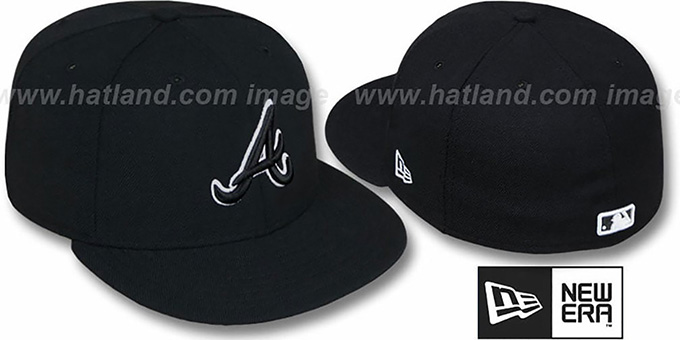 Braves 'Black-Black' Fitted Hat by New Era